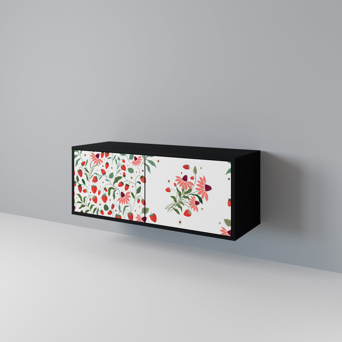 FLOWERS AND STRAWBERRIES Móvel de TV Compacto de 2 Portas