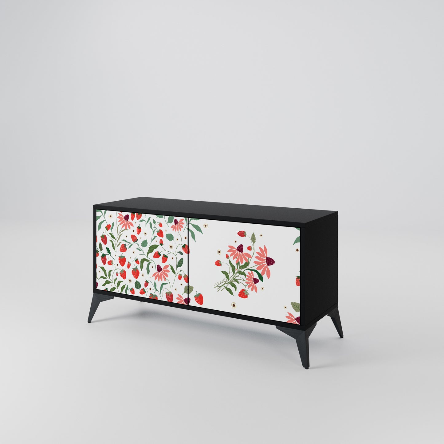 FLOWERS AND STRAWBERRIES Móvel de TV Compacto de 2 Portas