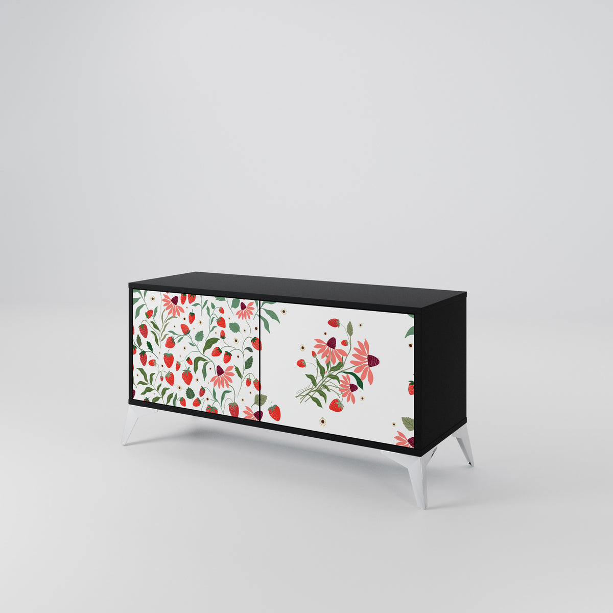 FLOWERS AND STRAWBERRIES Móvel de TV Compacto de 2 Portas