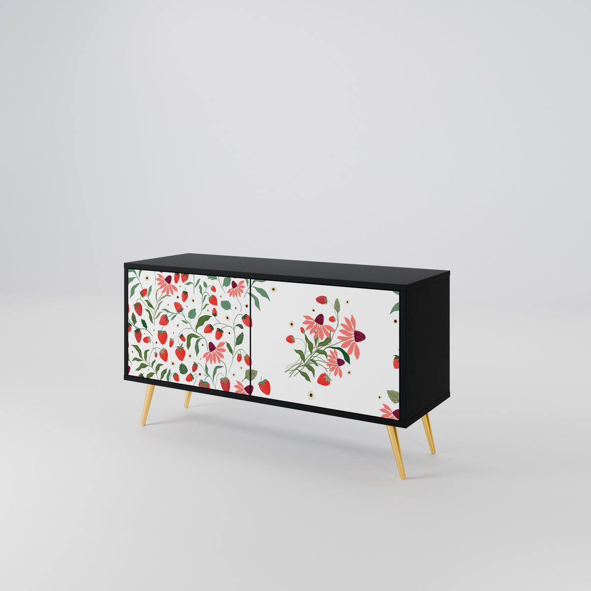 FLOWERS AND STRAWBERRIES Móvel de TV Compacto de 2 Portas