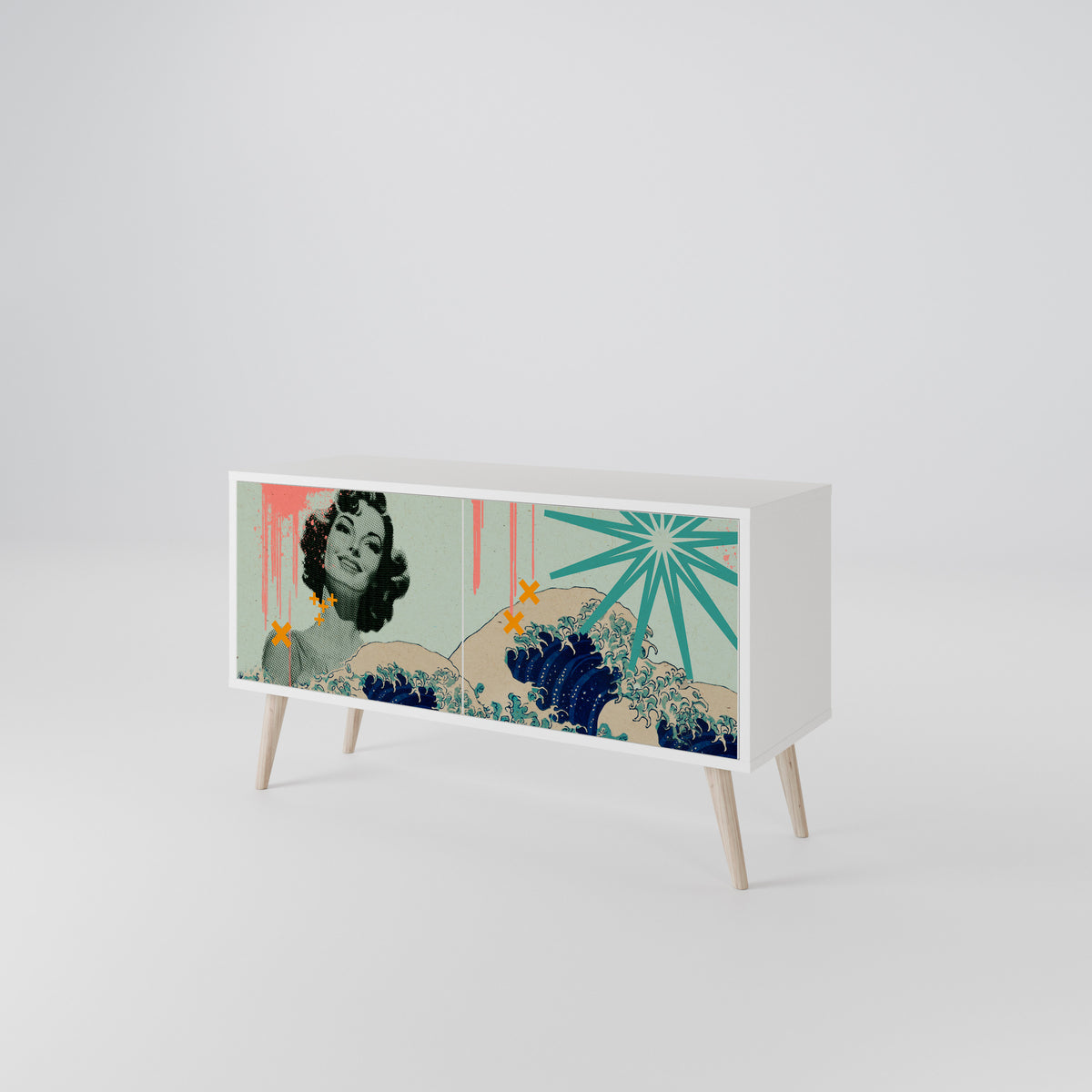 KANAGAWA BEAUTY Móvel de TV Compacto de 2 Portas