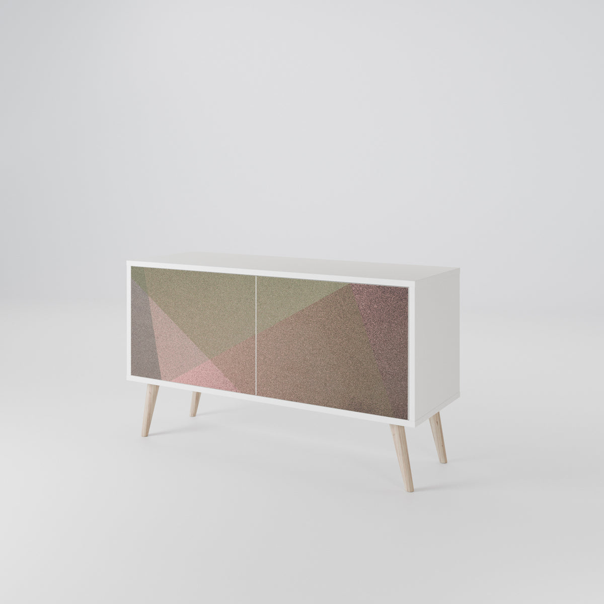 BEIGE GEOMETRY Móvel de TV Compacto de 2 Portas