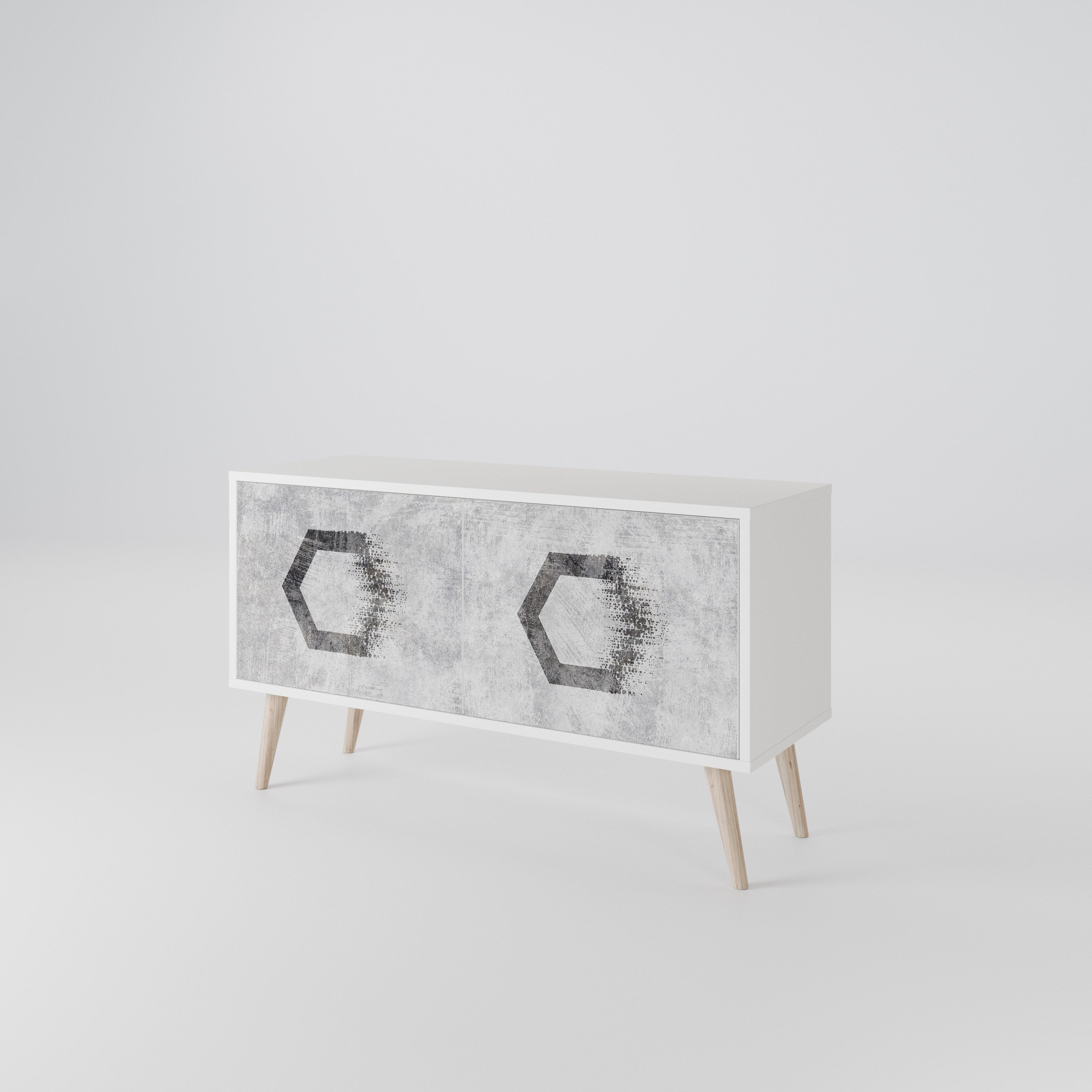 HEXAGONAL FIGURES Compact 2-Door TV Cabinet