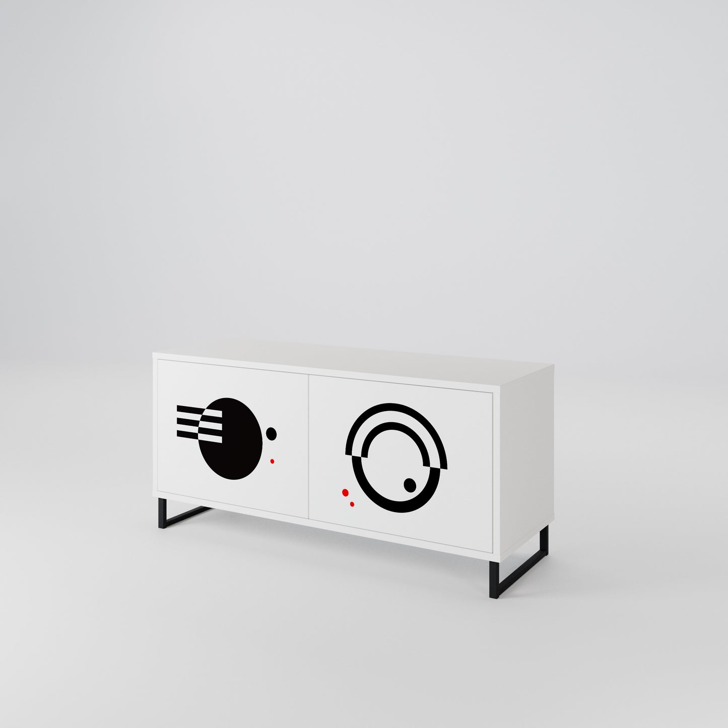 BLACK AND WHITE COMBINATION Móvel de TV Compacto de 2 Portas