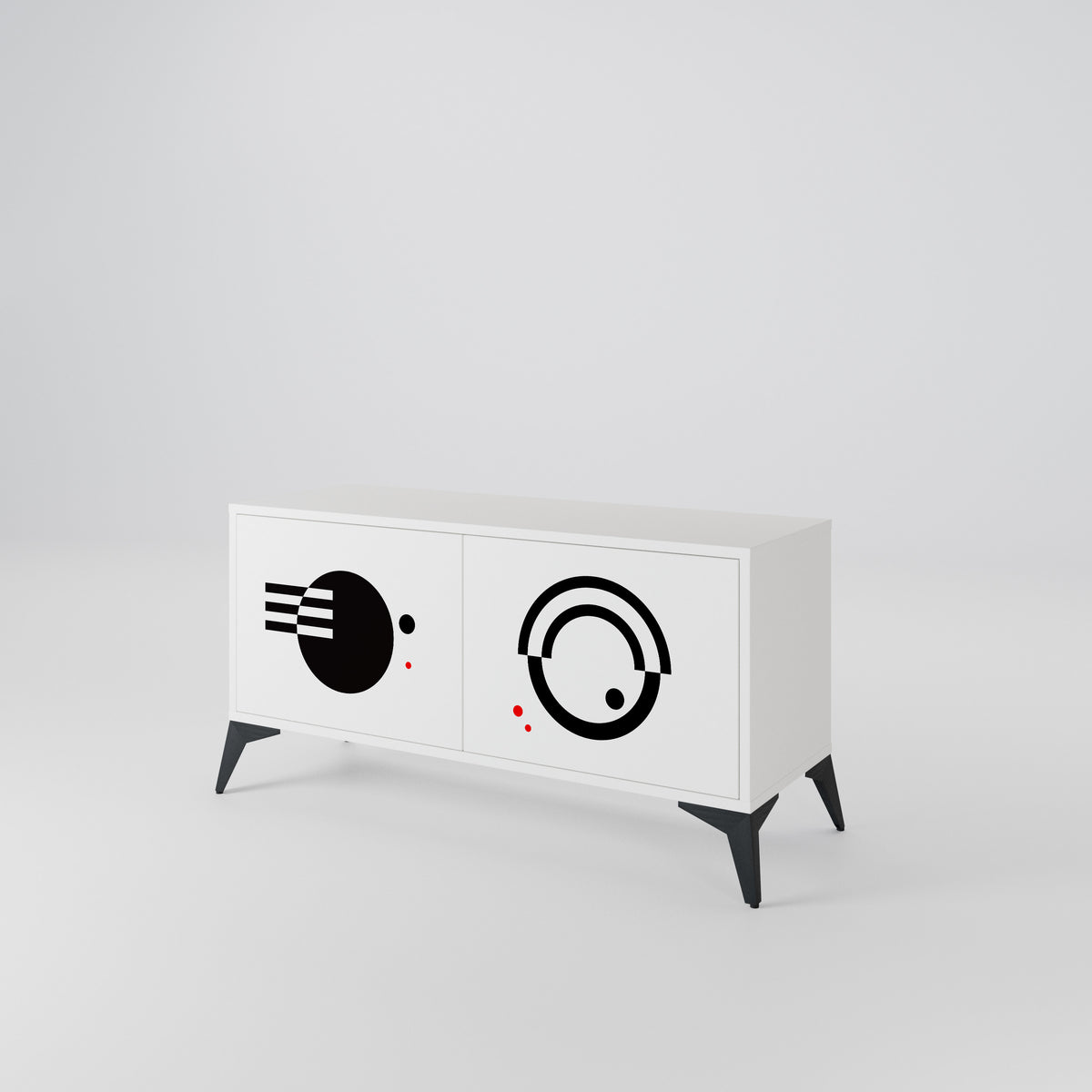 BLACK AND WHITE COMBINATION Móvel de TV Compacto de 2 Portas