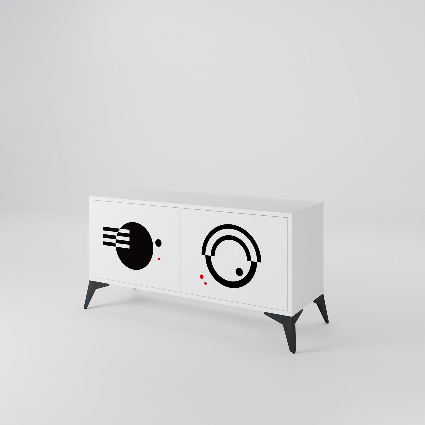 BLACK AND WHITE COMBINATION Móvel de TV Compacto de 2 Portas