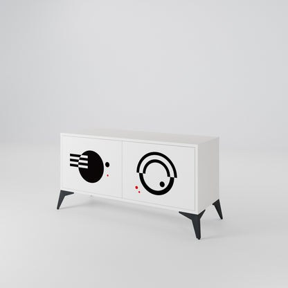 BLACK AND WHITE COMBINATION Móvel de TV Compacto de 2 Portas