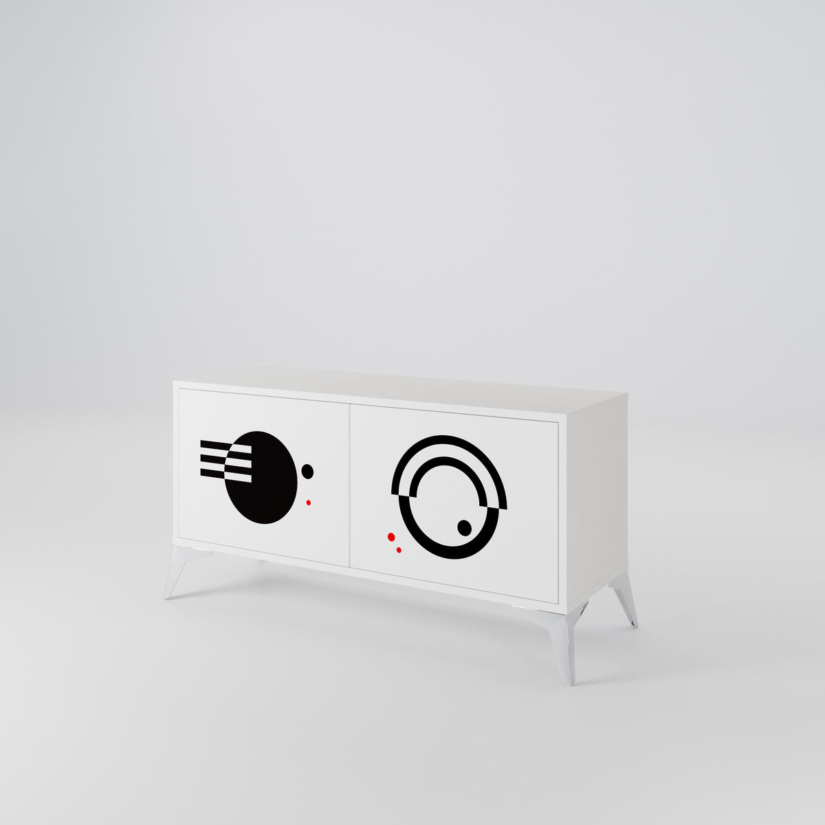 BLACK AND WHITE COMBINATION Móvel de TV Compacto de 2 Portas