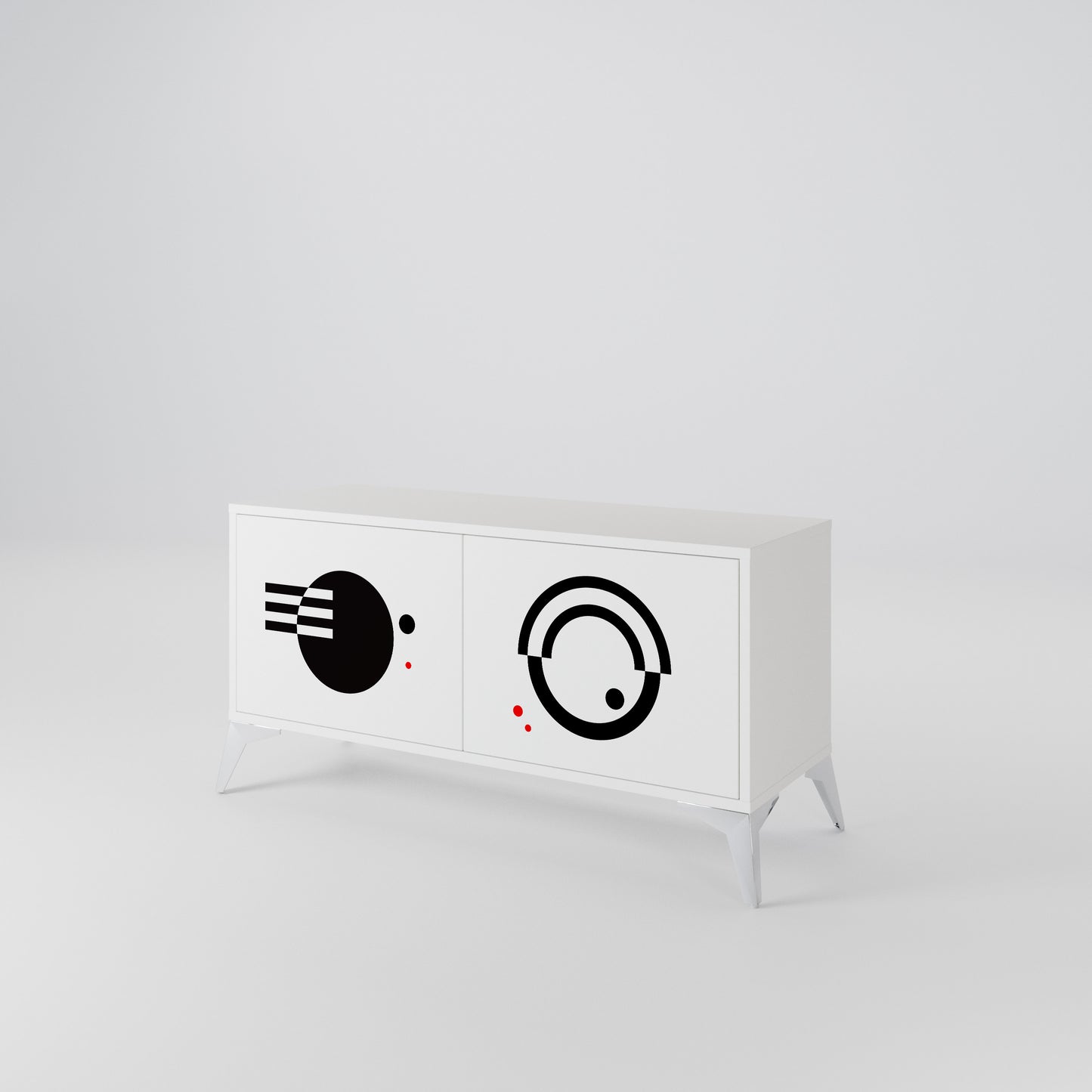 BLACK AND WHITE COMBINATION Móvel de TV Compacto de 2 Portas