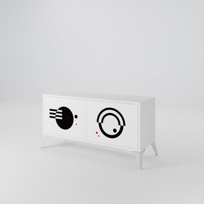 BLACK AND WHITE COMBINATION Móvel de TV Compacto de 2 Portas