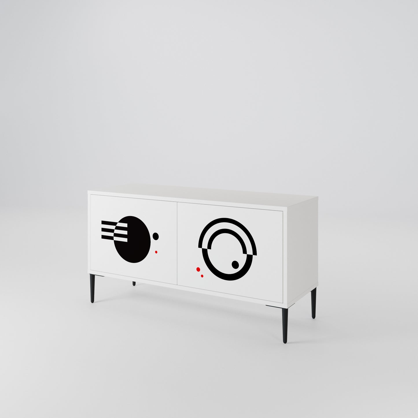 BLACK AND WHITE COMBINATION Móvel de TV Compacto de 2 Portas