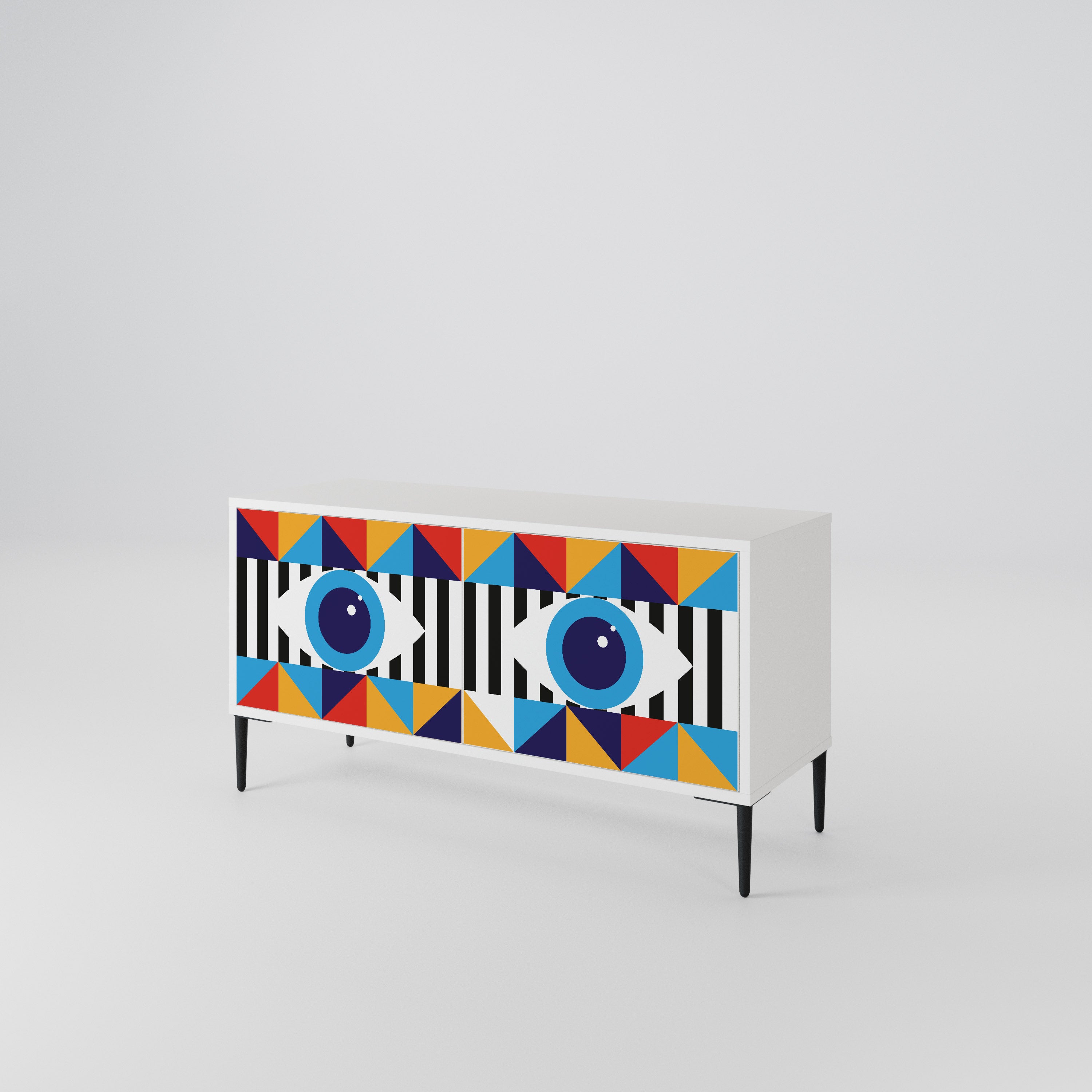 ABSTRACTION AND GEOMETRY Compact 2-Door TV Cabinet