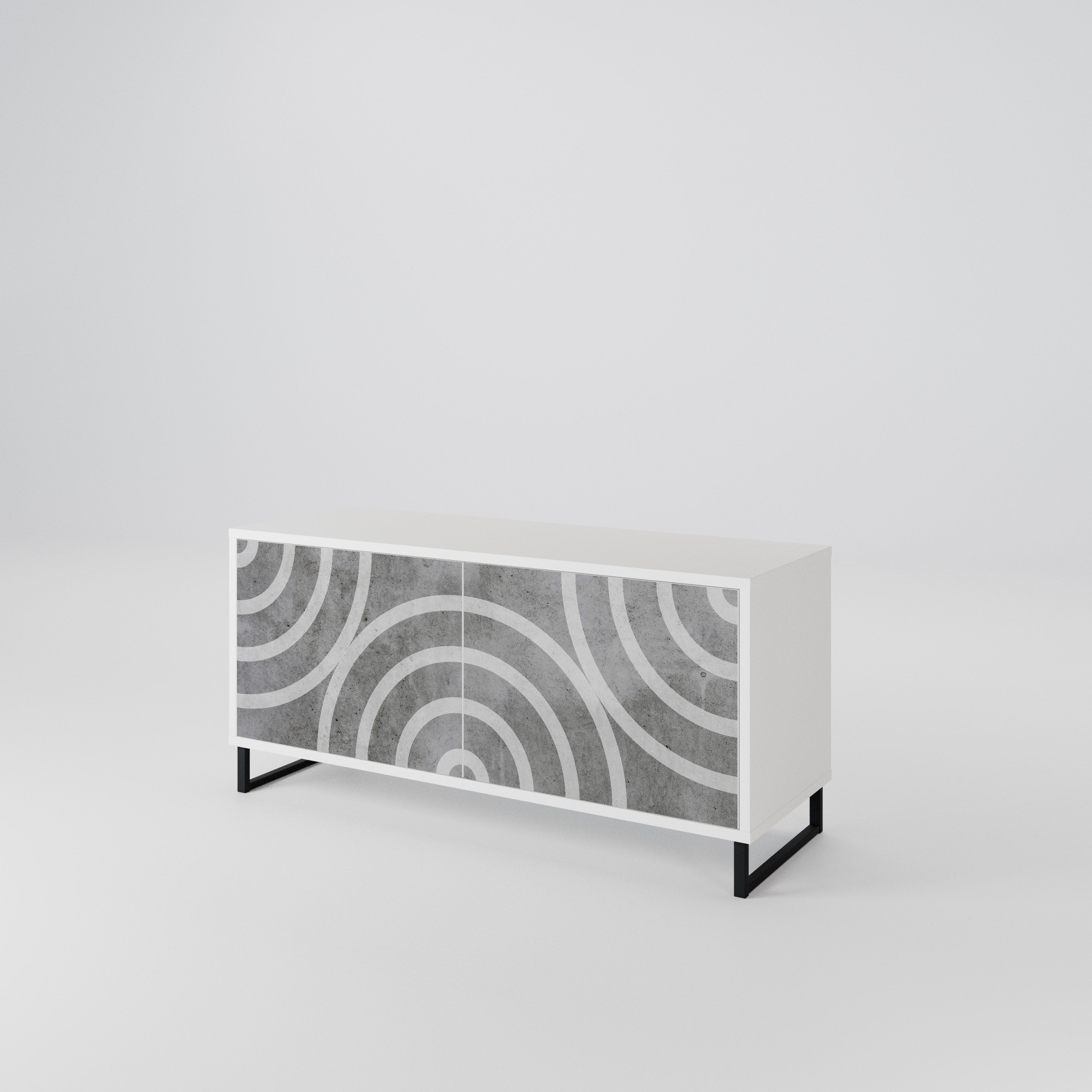 CIRCLE CONCRETE Compact 2-Door TV Cabinet