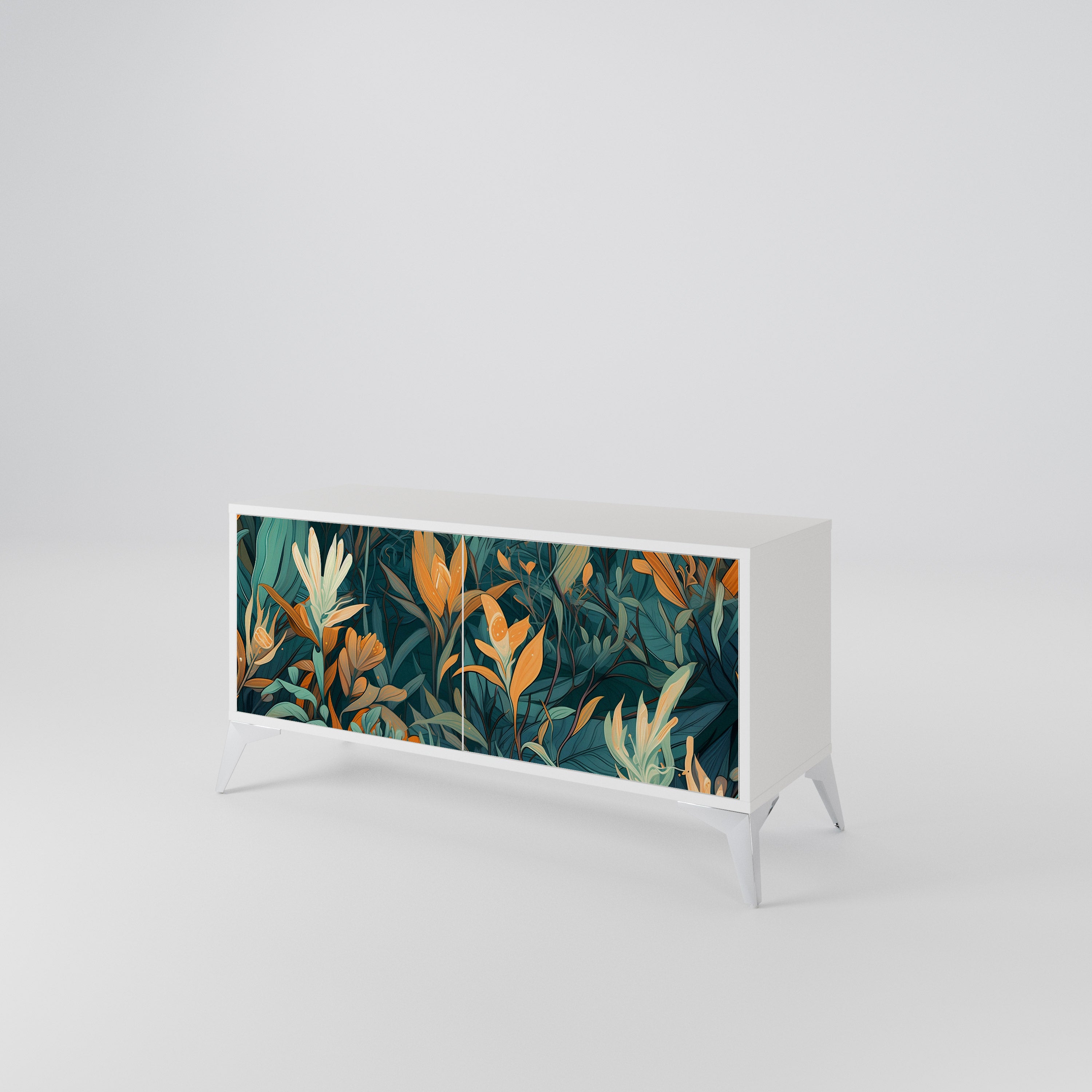 FLORAL SERENITY Móvel de TV Compacto de 2 Portas