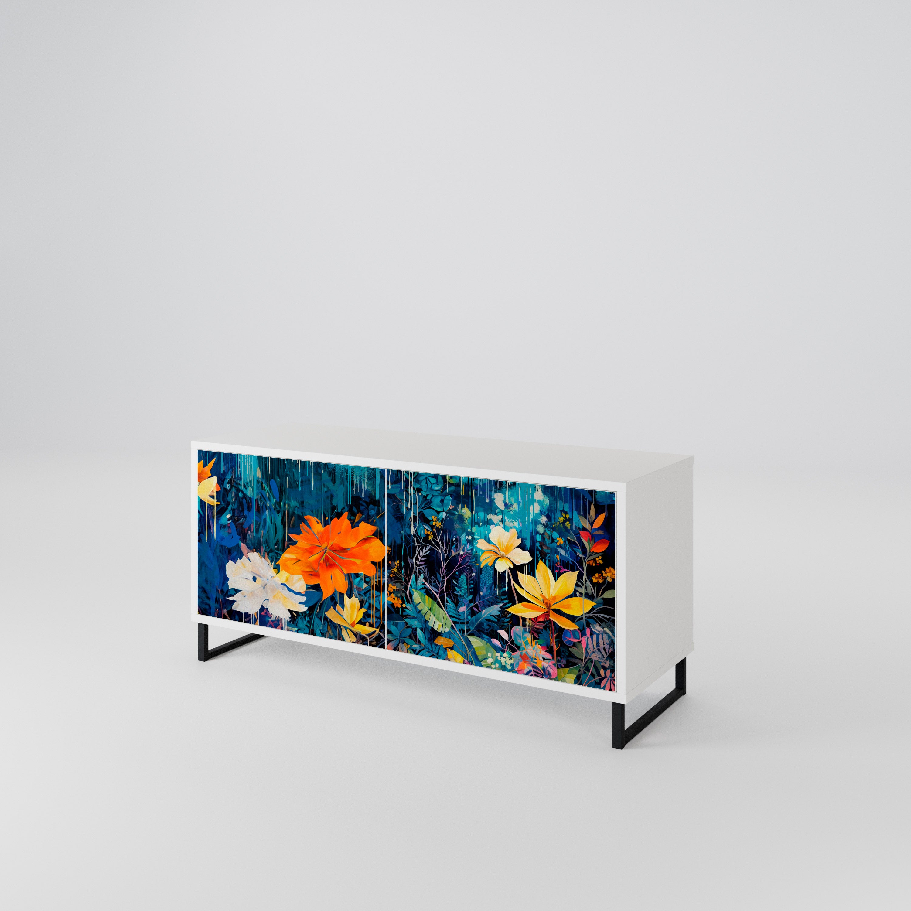 MIDNIGHT BLOSSOM Móvel de TV Compacto de 2 Portas