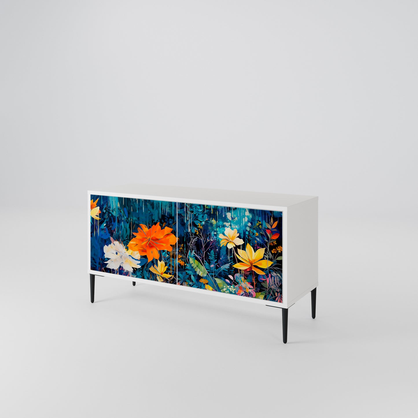 MIDNIGHT BLOSSOM Móvel de TV Compacto de 2 Portas