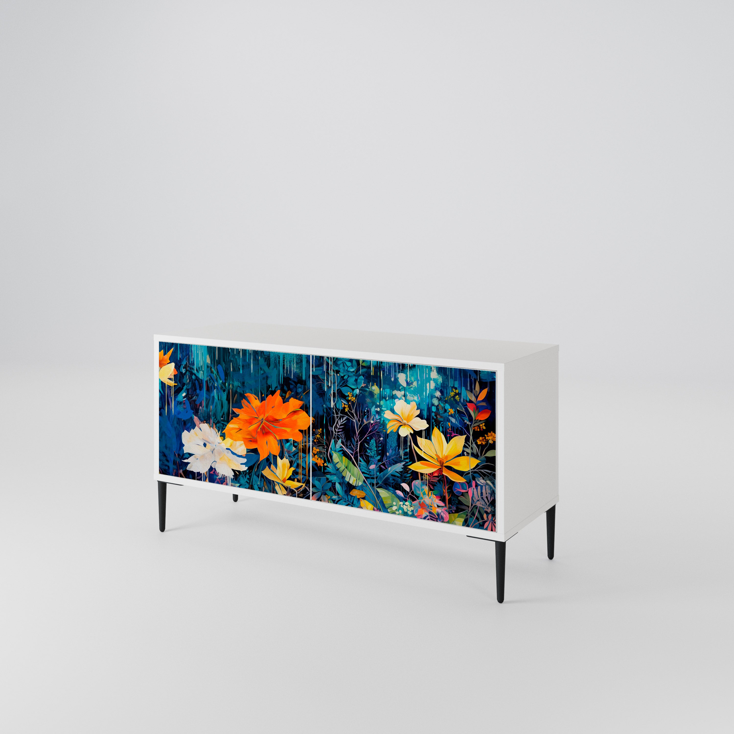 MIDNIGHT BLOSSOM Móvel de TV Compacto de 2 Portas