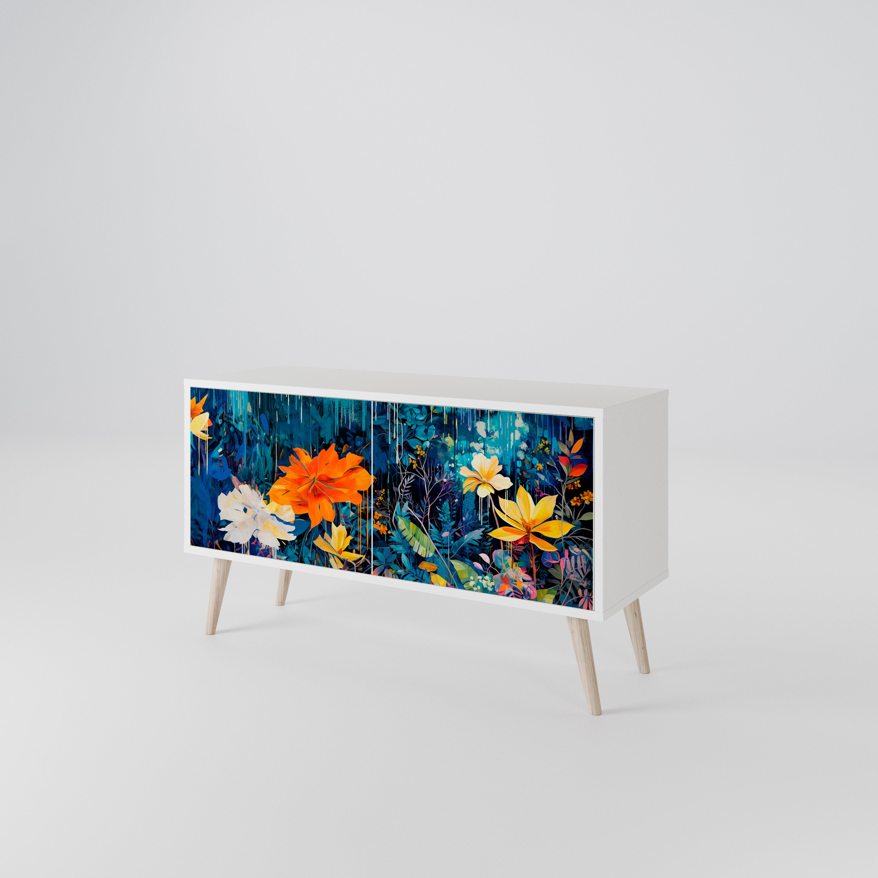 MIDNIGHT BLOSSOM Móvel de TV Compacto de 2 Portas
