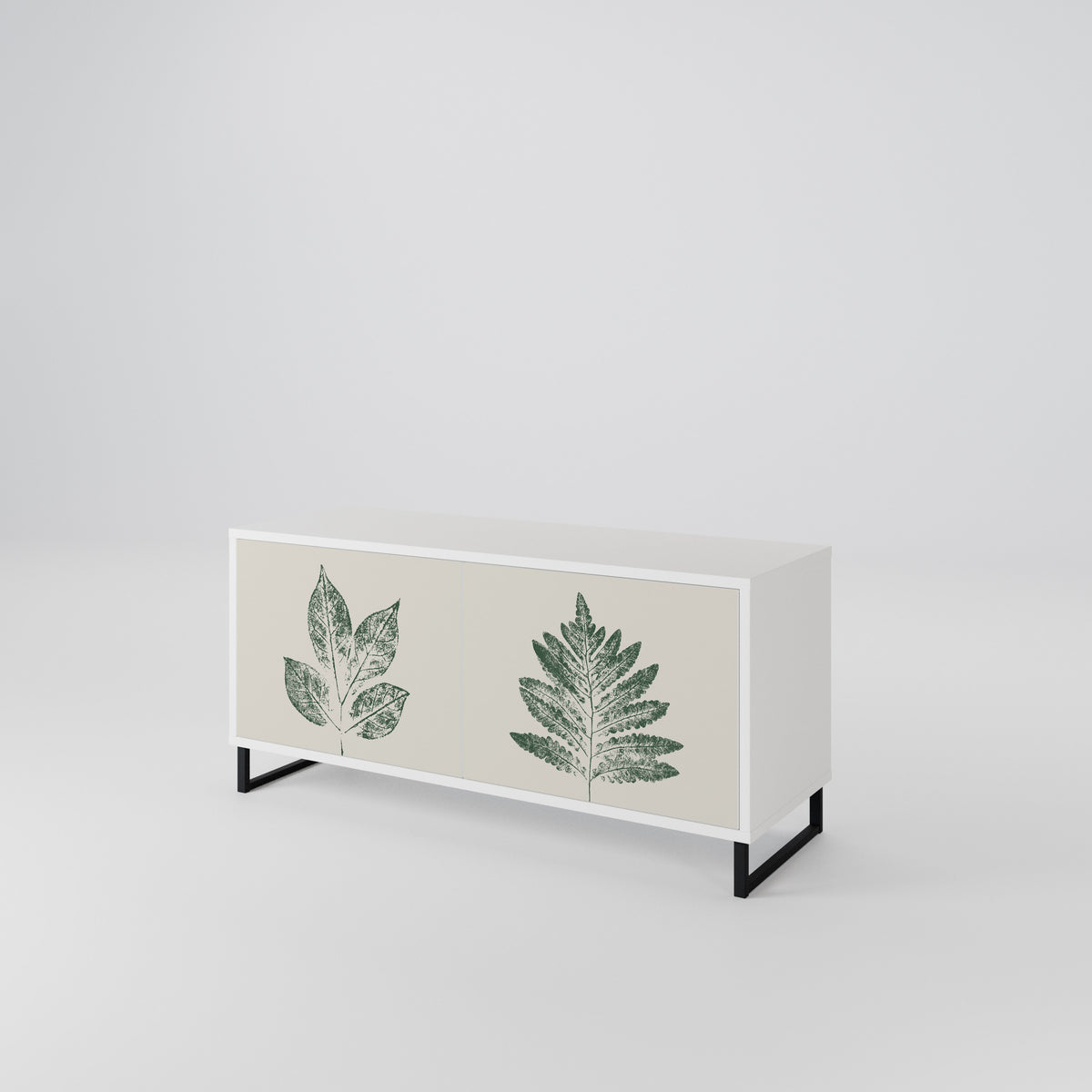 GREEN LEAFY STAMPS Compact 2-Door TV Cabinet