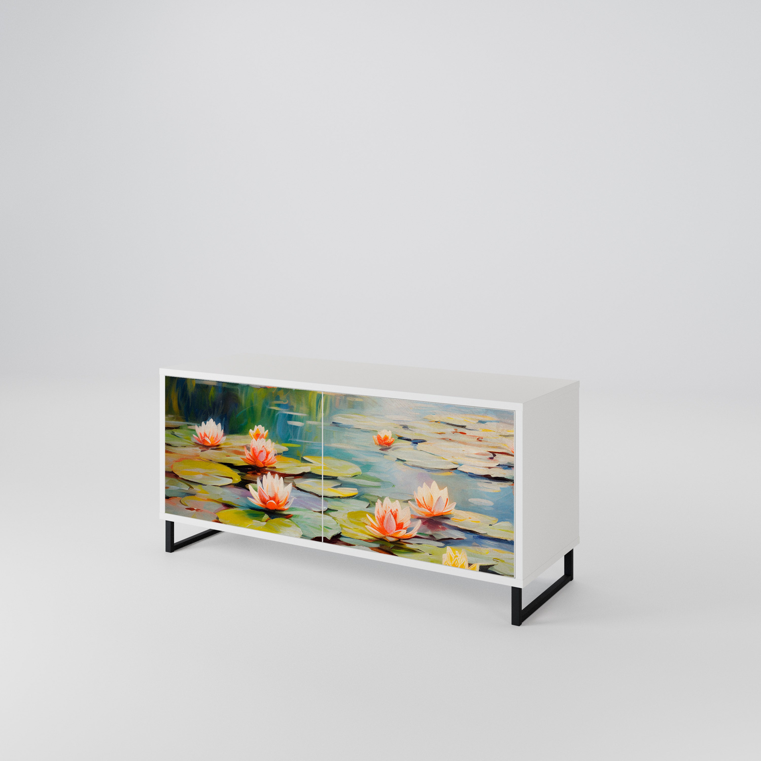 BLOOMING WATERS Compact 2-Door TV Cabinet