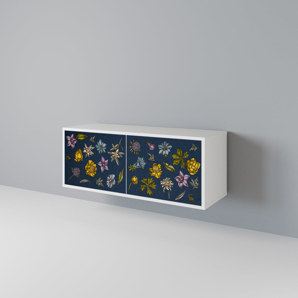 FLOWERS ON NAVY BLUE Móvel de TV Compacto de 2 Portas