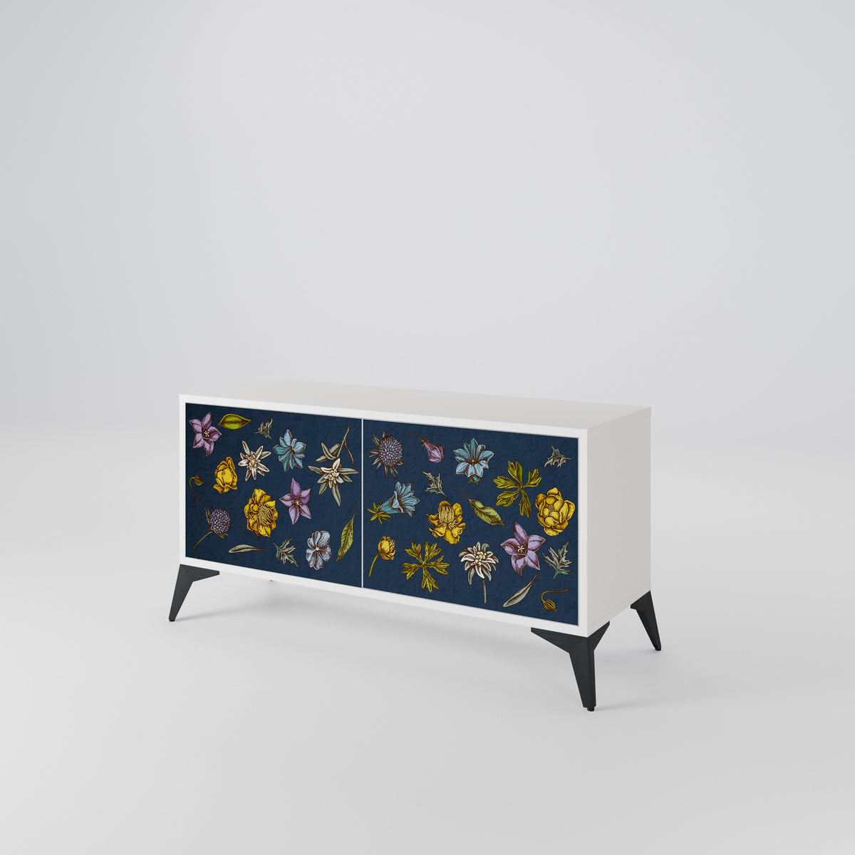FLOWERS ON NAVY BLUE Móvel de TV Compacto de 2 Portas