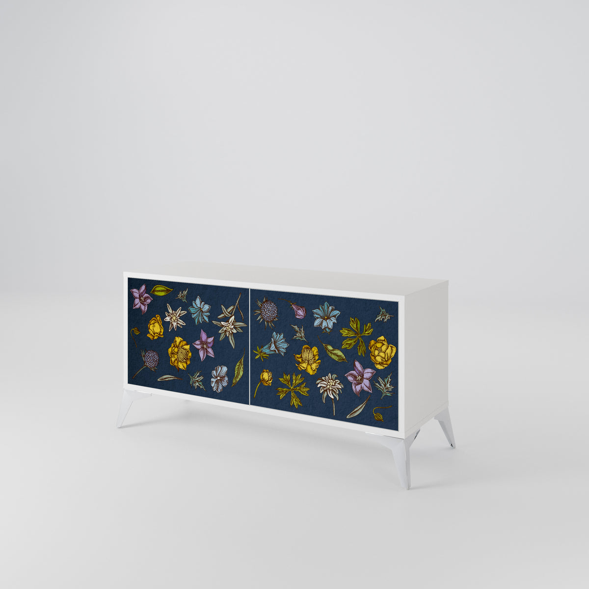 FLOWERS ON NAVY BLUE Móvel de TV Compacto de 2 Portas