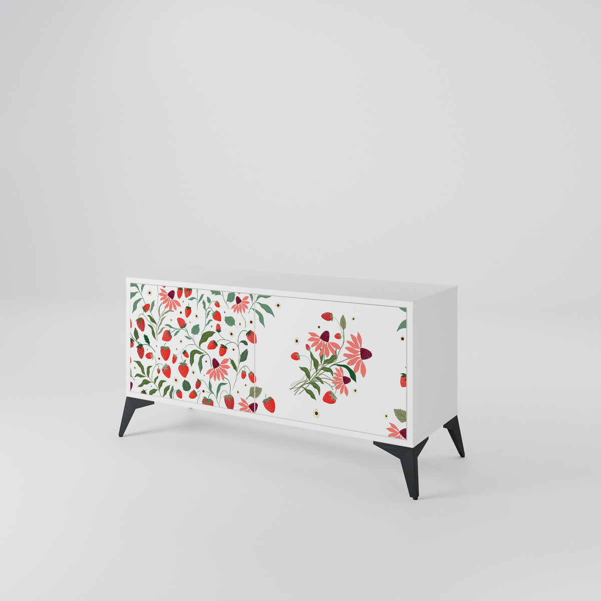 FLOWERS AND STRAWBERRIES Móvel de TV Compacto de 2 Portas