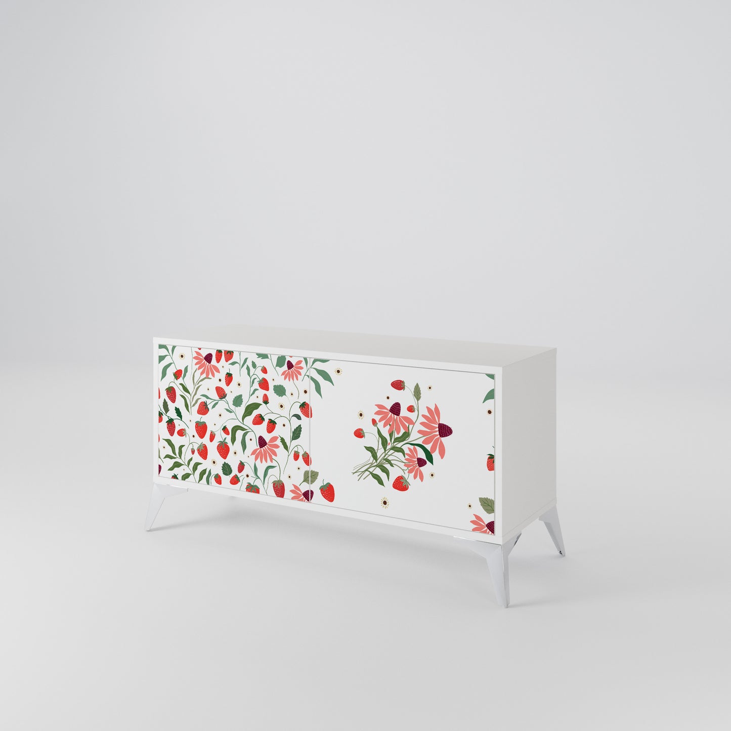 FLOWERS AND STRAWBERRIES Móvel de TV Compacto de 2 Portas