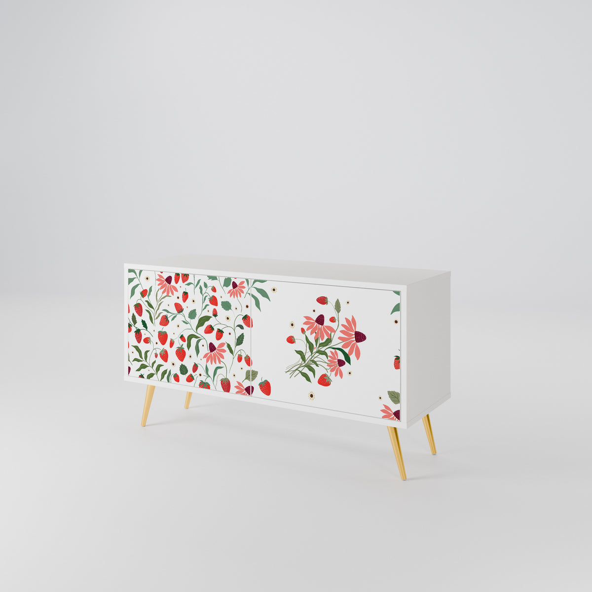 FLOWERS AND STRAWBERRIES Móvel de TV Compacto de 2 Portas
