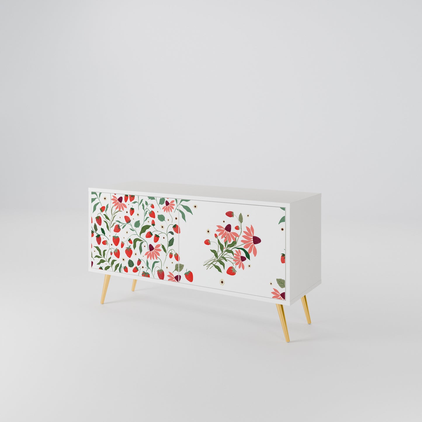 FLOWERS AND STRAWBERRIES Móvel de TV Compacto de 2 Portas