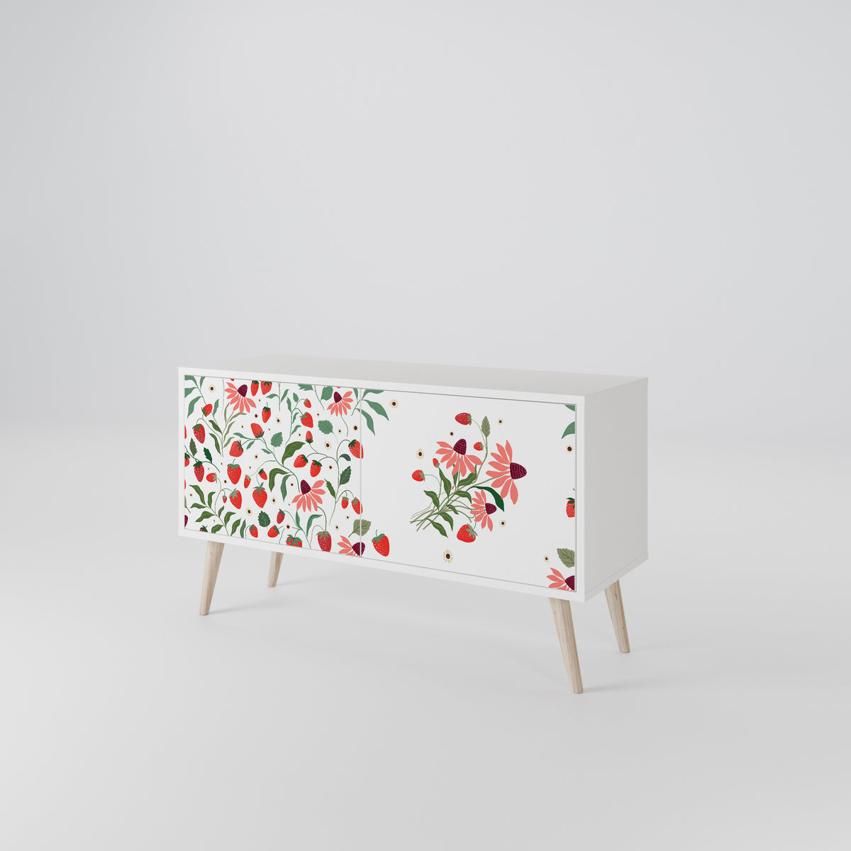 FLOWERS AND STRAWBERRIES Móvel de TV Compacto de 2 Portas