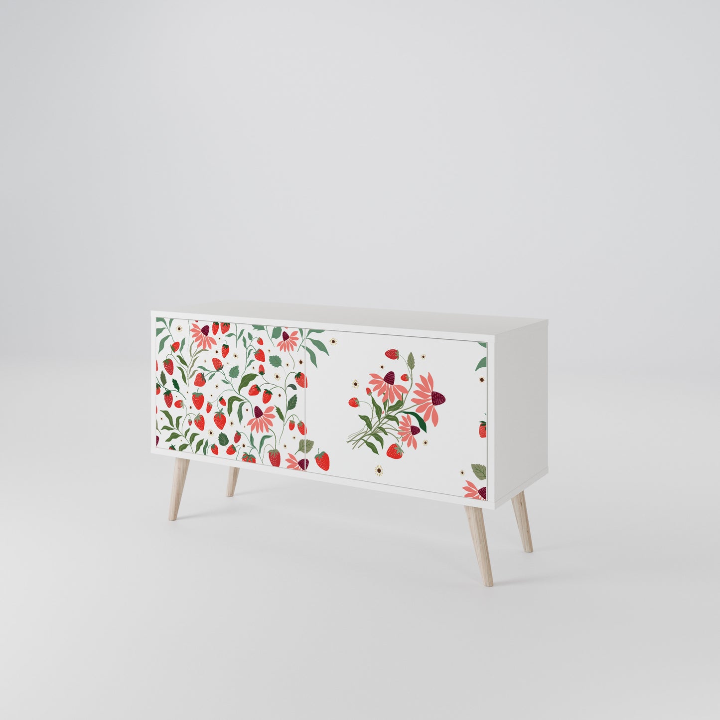 FLOWERS AND STRAWBERRIES Móvel de TV Compacto de 2 Portas