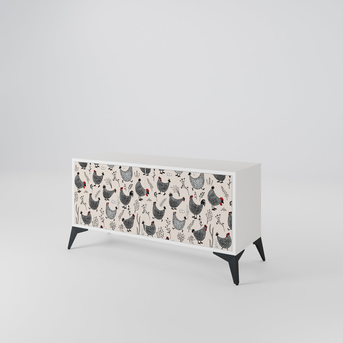 HAPPY HENS Compact 2-Door TV Cabinet
