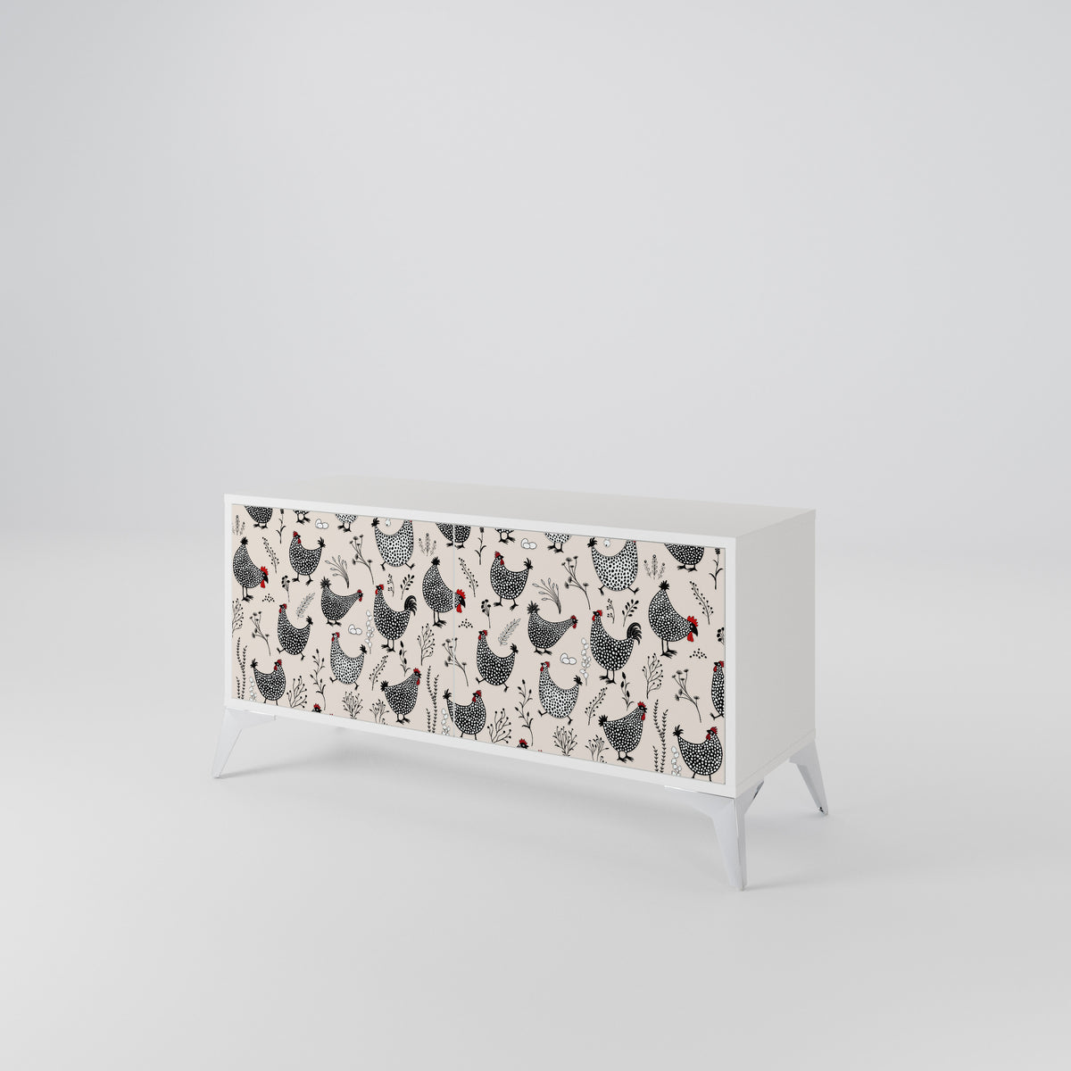 HAPPY HENS Compact 2-Door TV Cabinet