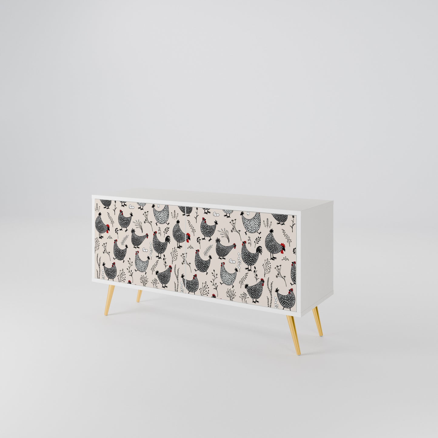 HAPPY HENS Compact 2-Door TV Cabinet