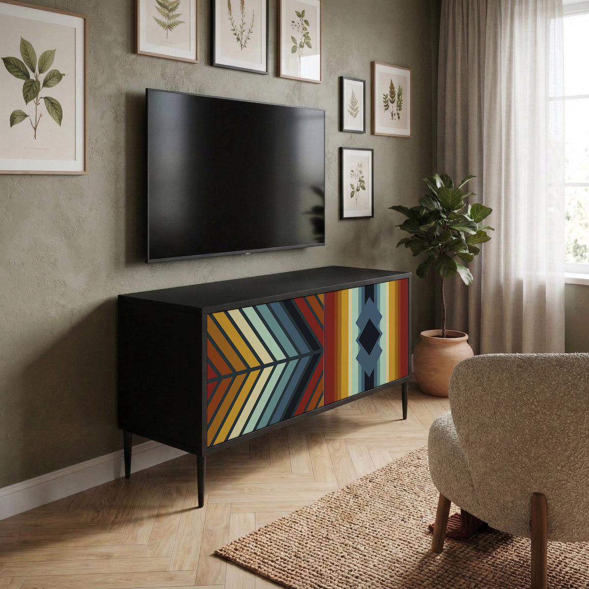 INDIGENOUS ZIGZAG Compact 2-Door TV Cabinet
