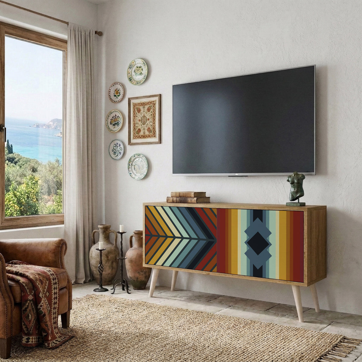 INDIGENOUS ZIGZAG Compact 2-Door TV Cabinet