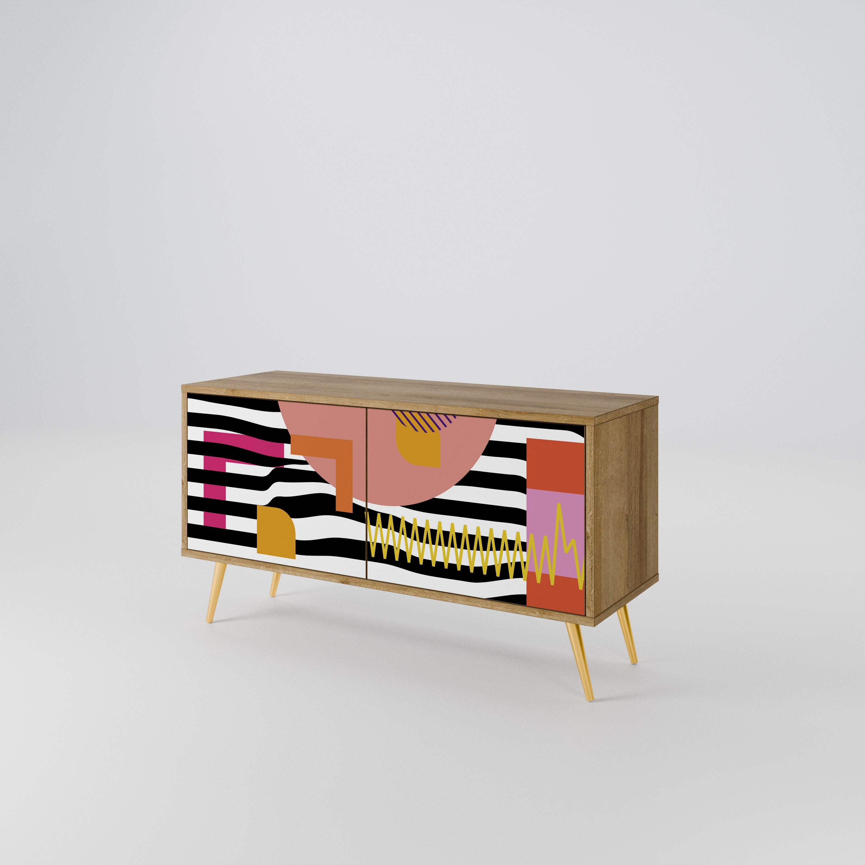 CHROMATIC ABSTRACT Compact 2-Door TV Cabinet