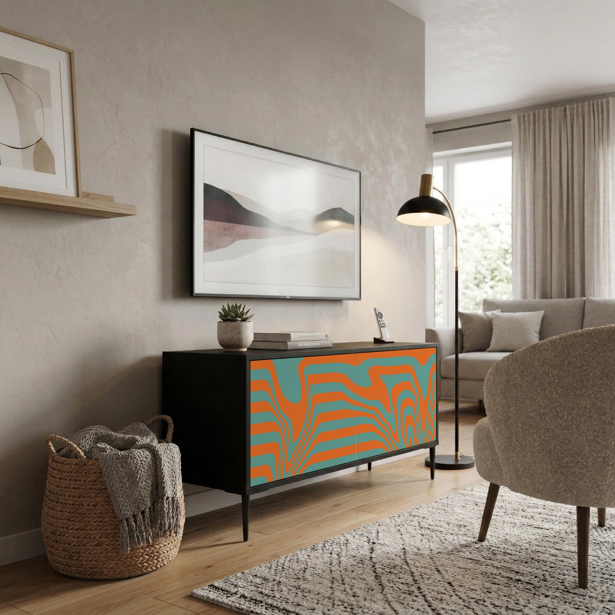 LINE COLLAPSE Compact 2-Door TV Cabinet