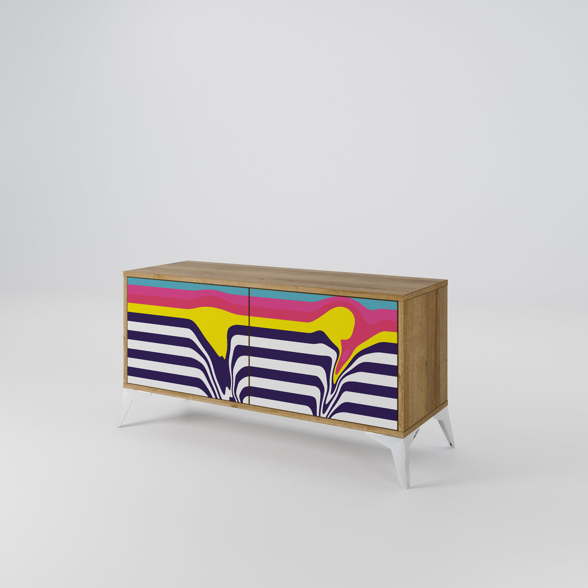 COLORFUL DIVERSION Móvel de TV Compacto de 2 Portas
