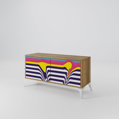 COLORFUL DIVERSION Móvel de TV Compacto de 2 Portas