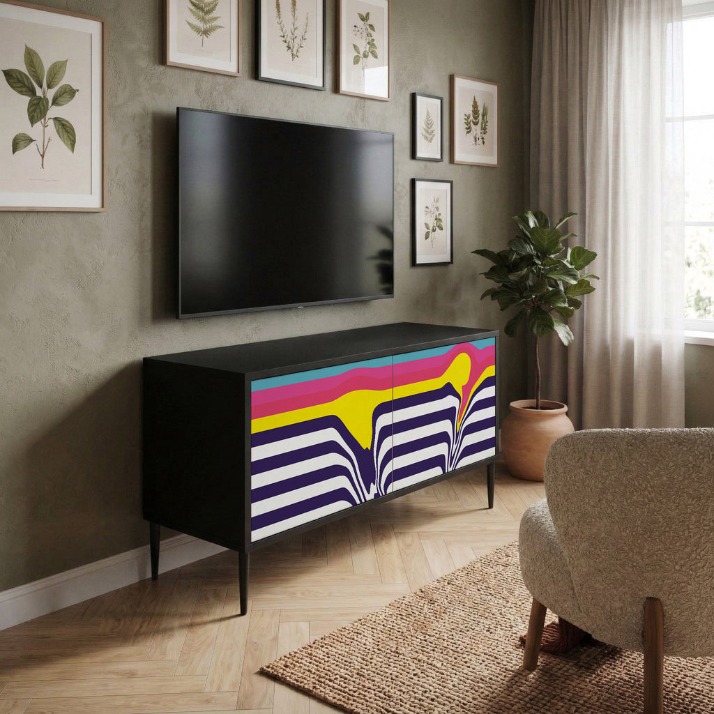 COLORFUL DIVERSION Móvel de TV Compacto de 2 Portas
