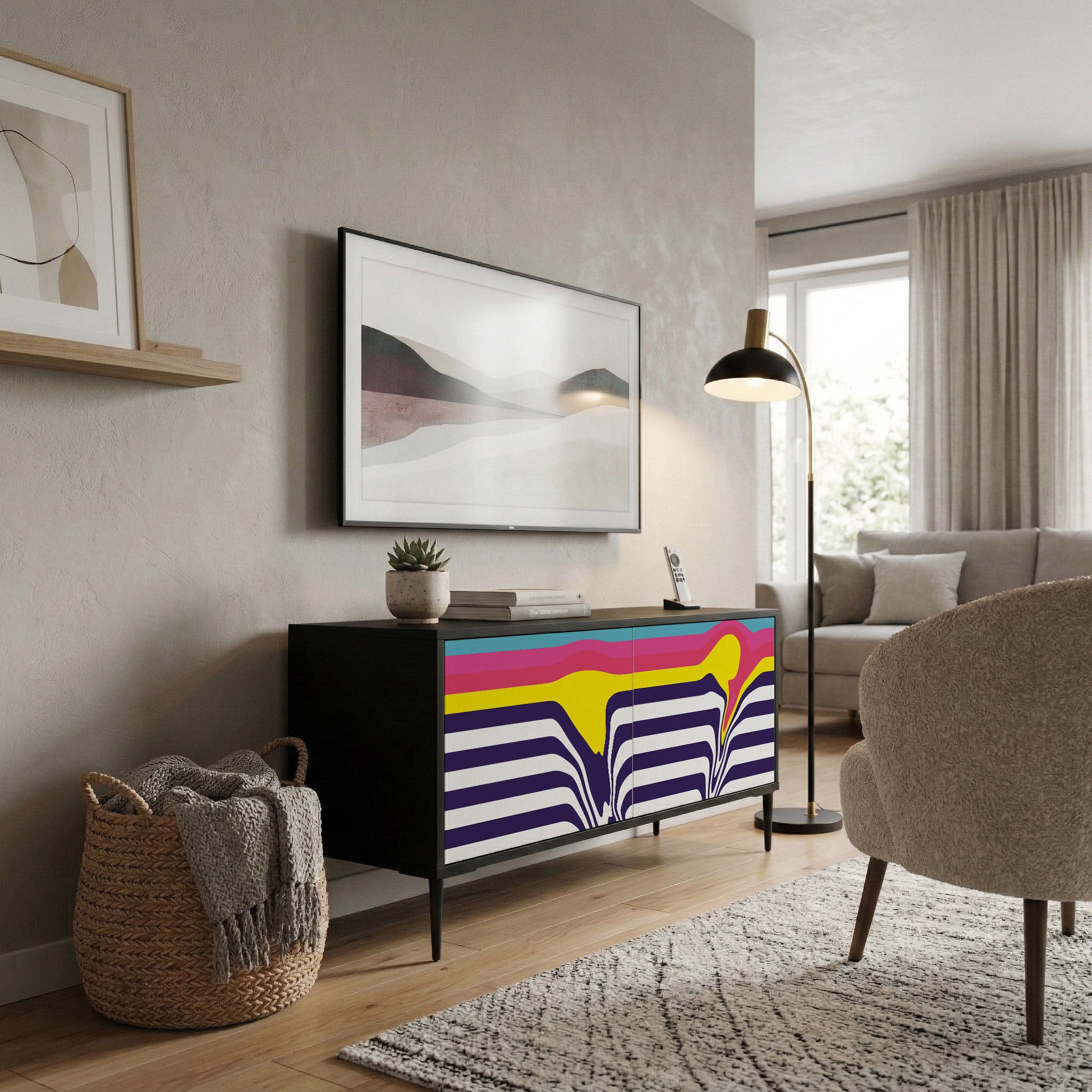 COLORFUL DIVERSION Compact 2-Door TV Cabinet