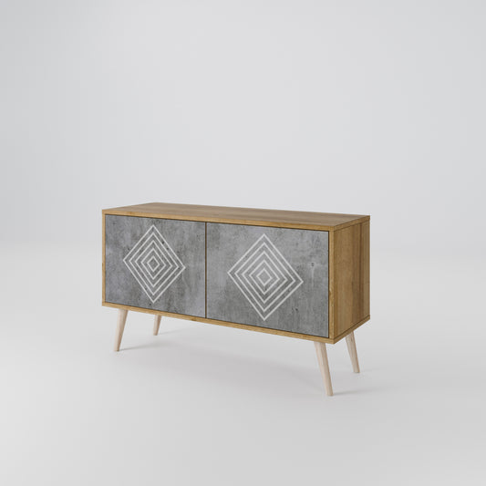 POLYGONAL ARTISTRY Móvel de TV Compacto de 2 Portas