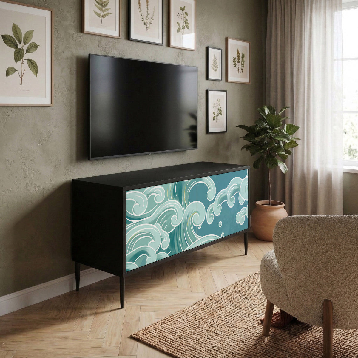 ASIAN SWAY Móvel de TV Compacto de 2 Portas