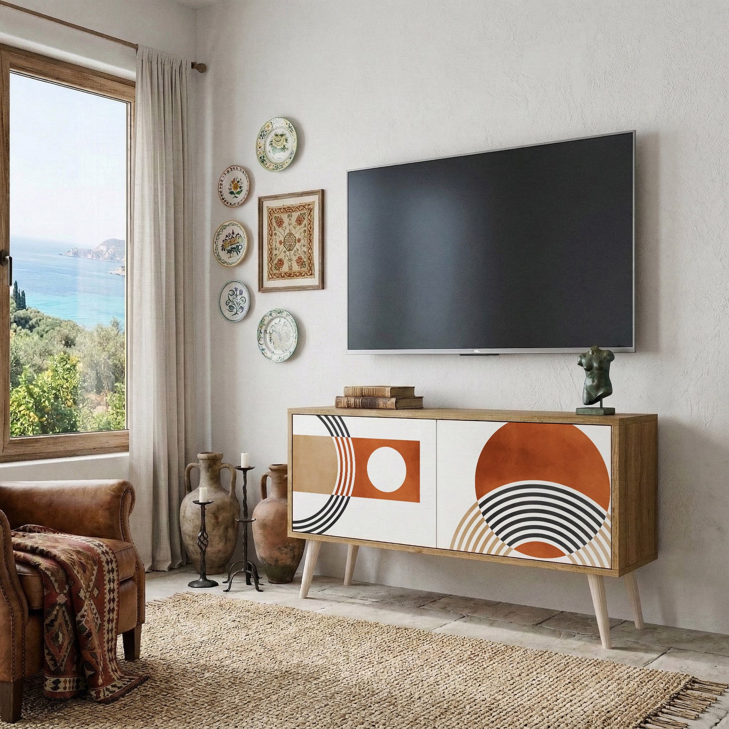 CIRCLE RHYTM Móvel de TV Compacto de 2 Portas