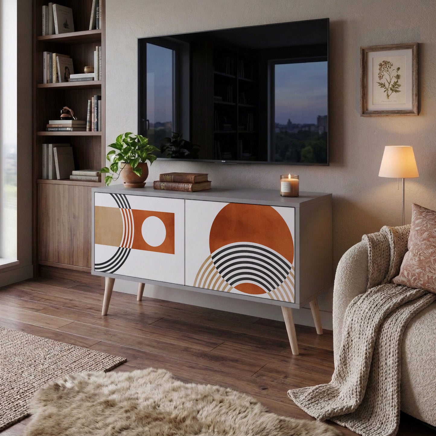 CIRCLE RHYTM Móvel de TV Compacto de 2 Portas