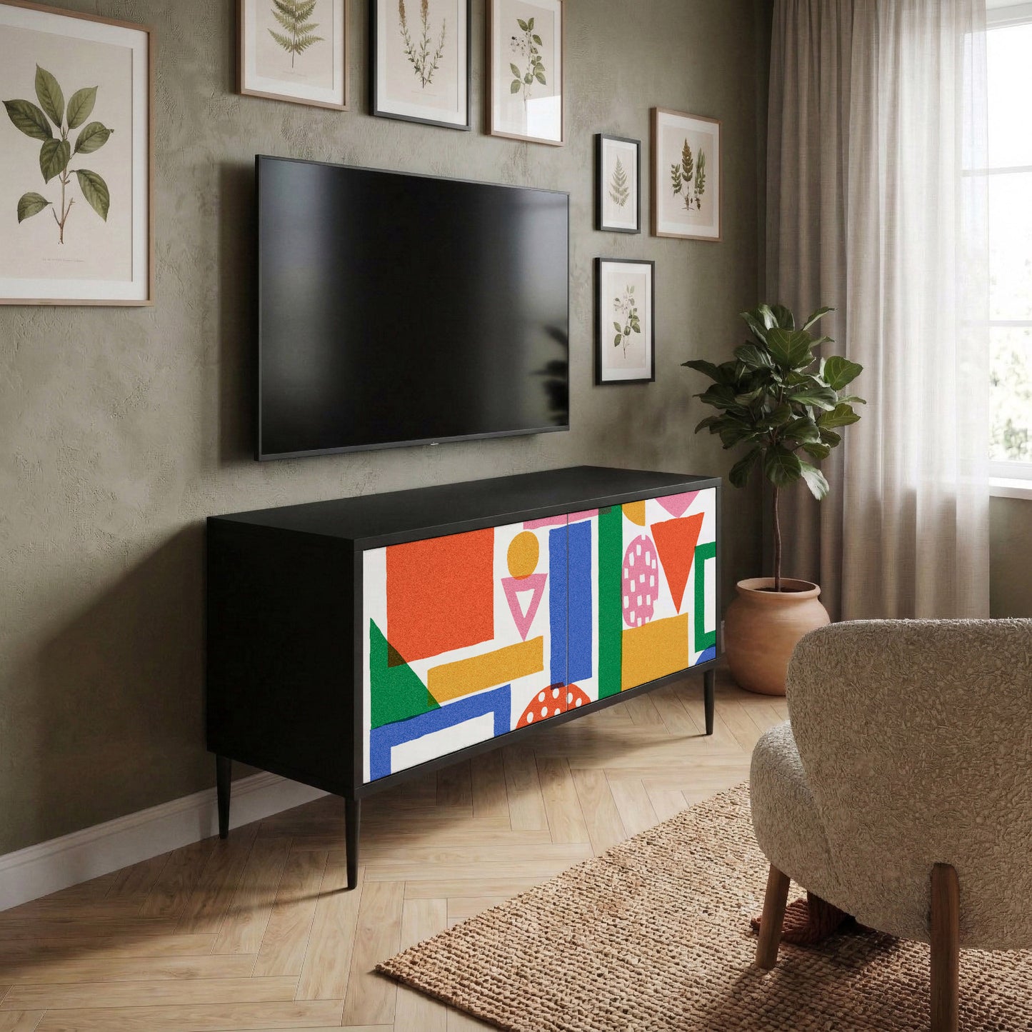GEOMETRIC GLIMMER Móvel de TV Compacto de 2 Portas