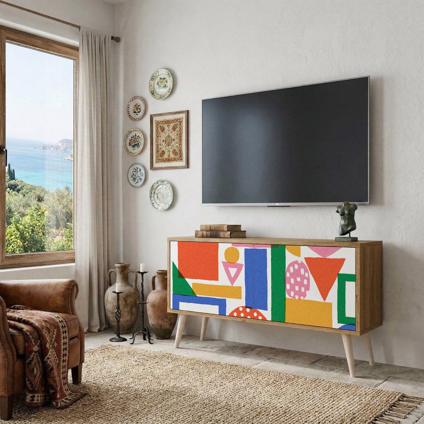 GEOMETRIC GLIMMER Móvel de TV Compacto de 2 Portas